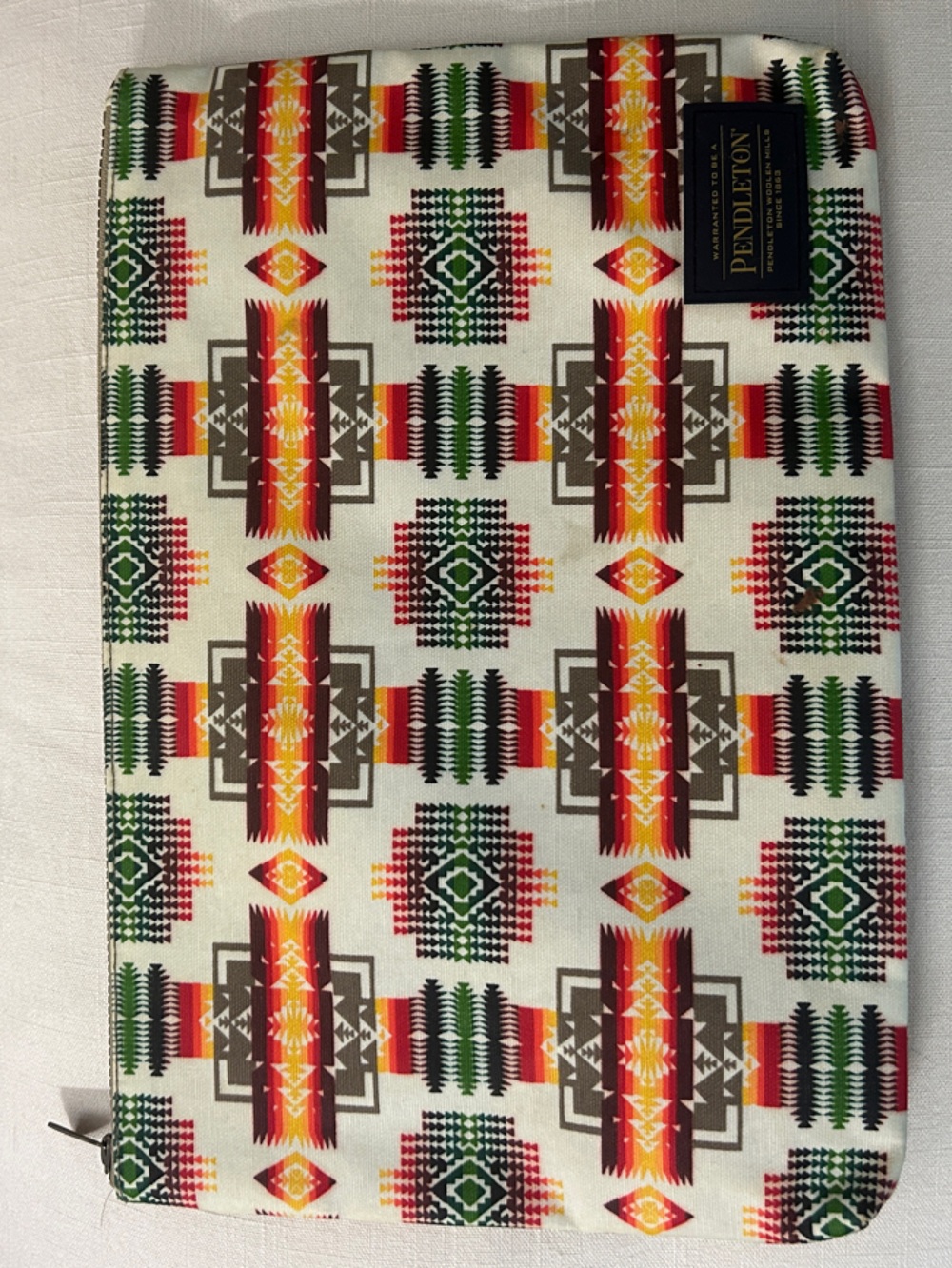 Pendleton Cream Southwestern Zip Pouch with Red, Yellow, Green Accents